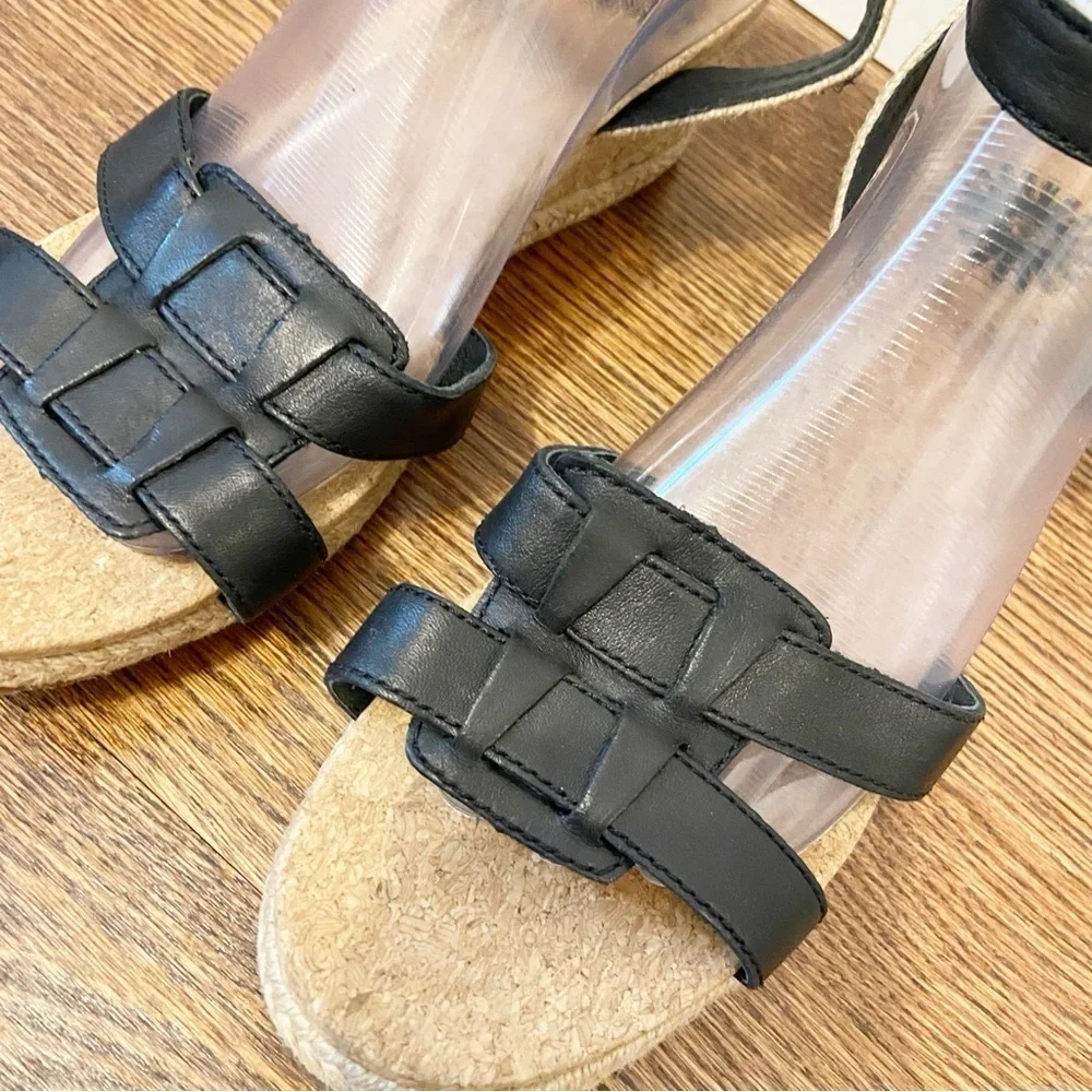 Ugg | Maysie Black Leather Strappy Espadrille Sandal Size 10